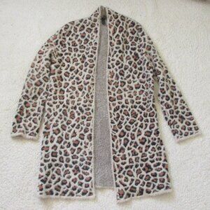Alya Women's Soft Fuzzy Leopard Print Cardigan Size Small
